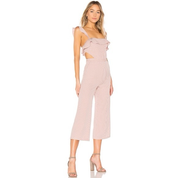 NWOT Ale by Alessandra x REVOLVE Denia Gingham Pink Ruffle Jumpsuit in Mauve XS - Picture 2 of 7